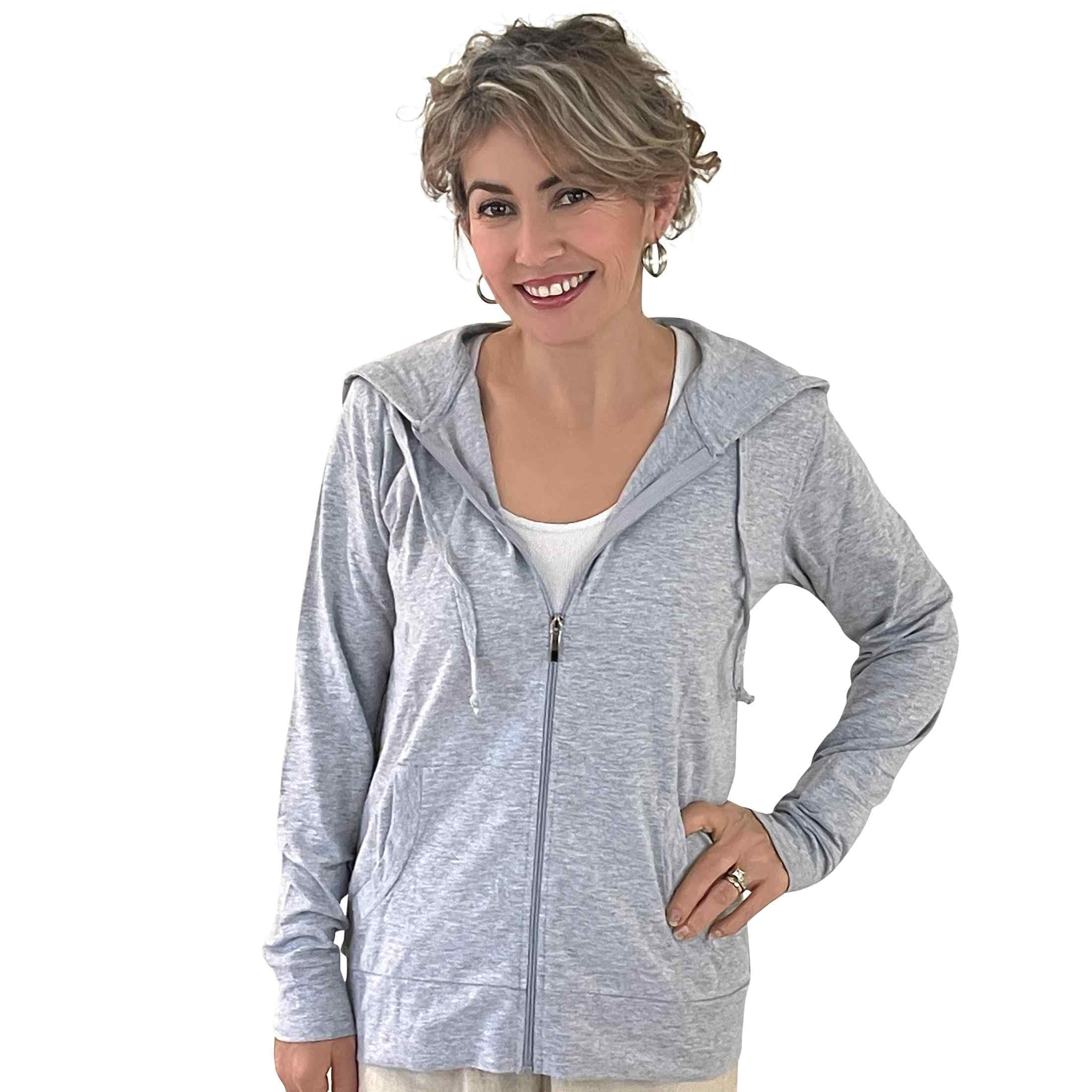Women s Active Casual Thin Cotton Zip Up Hoodie Jacket Heather Grey XX Large 1 Pack