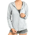 Women's Active Casual Thin Cotton Zip Up Hoodie Jacket, Heather Grey S
