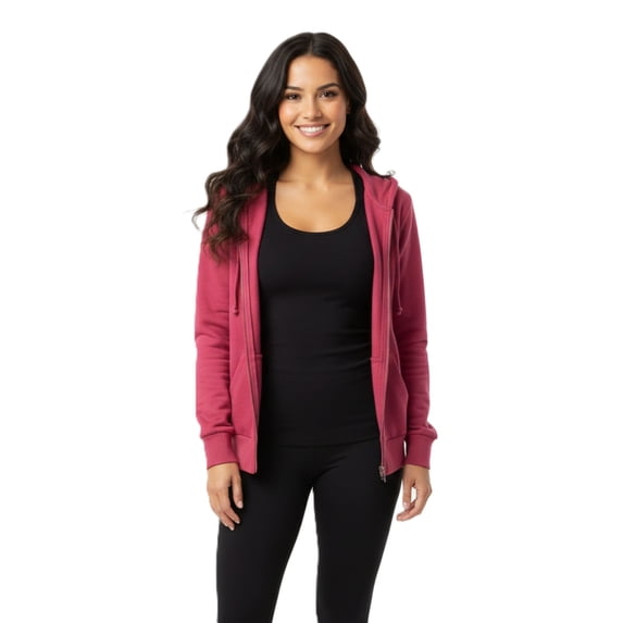 Women’s Lightweight Cotton Blend Zip Up Hoodie Jacket Hotpink Small