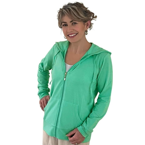 Women’s Lightweight Cotton Blend Zip Up Hoodie Jacket Mint Small