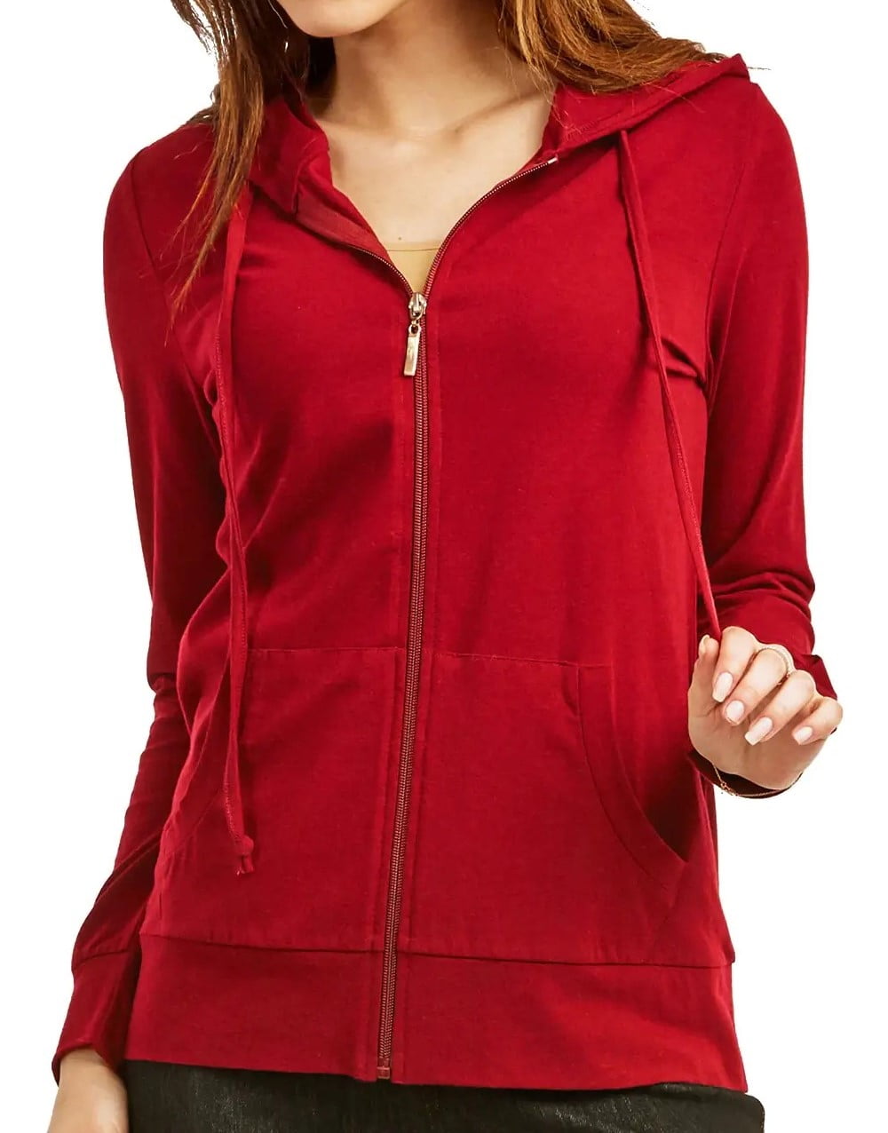 Dark red zip up hoodie online