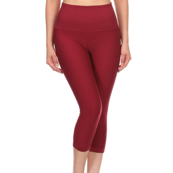 Women’s Active Compression Capri Leggings (Wine, Large/Extra Large)