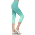 thumbnail image 1 of Women's Active Dip Dye Ombre Athletic Capri Leggings w/High Waist Band - AQUA, S, 1 of 3