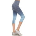 thumbnail image 1 of Women's Active Dip Dye Ombre Athletic Capri Leggings w/High Waist Band - DENIM BLUE, L, 1 of 3