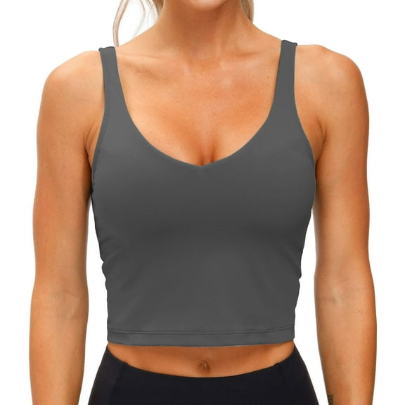 Women's Active FormFlex Buttery Soft Light Support Crop Tank with Bra and Contrast Trim