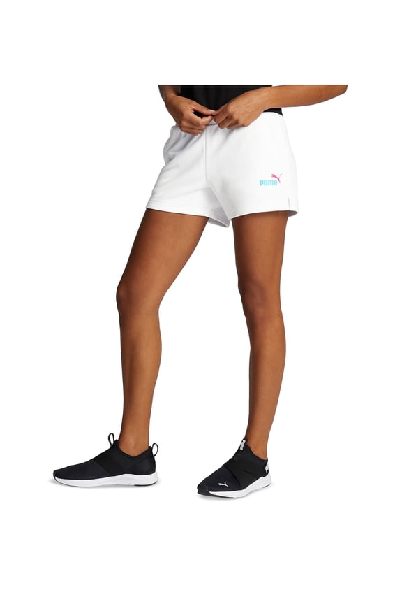 Women's Active Logo Ribbed Waistband Mid-Rise Shorts Puma White S