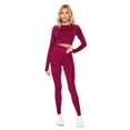 thumbnail image 1 of Women's Active Razer Cut Thumb Hole L/S Crop / Leggings Set, BURGUNDY M, 1 of 2