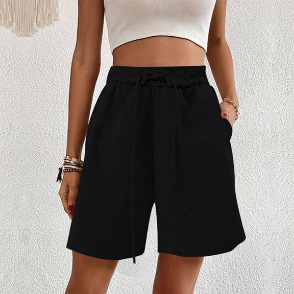 Women's Active Shorts Summer Lightweight Design Casual Wide Leg Crop Pants With Drawstring Women Overall Shorts Cut up Shorts for Women Silk Pajamas for Women Shorts Set plus Size Short for Women