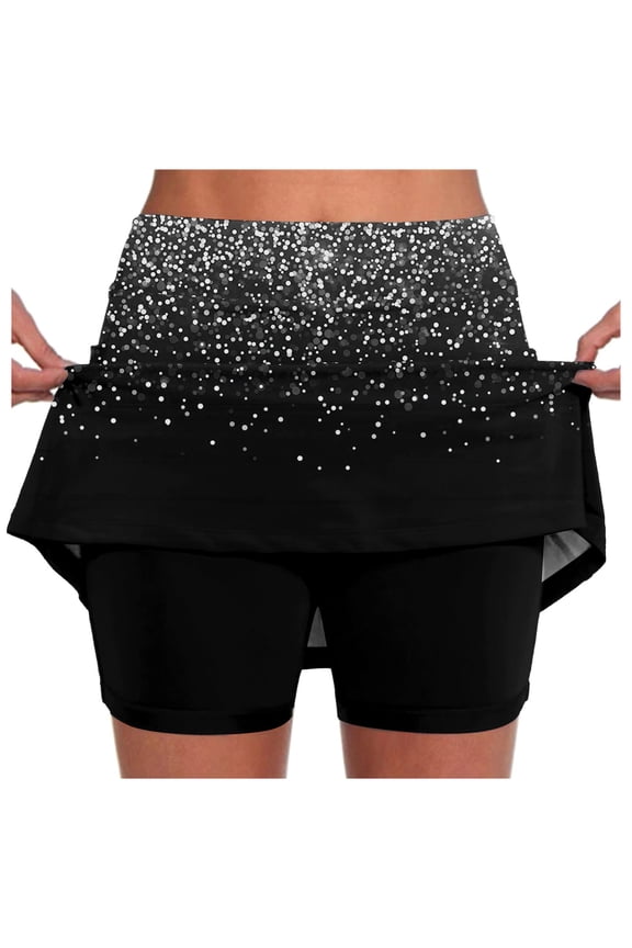 Women's Active Skort Crossover High Waisted Flowy Running Butterfly Shorts Lightweight Comfy Breathable High Elastic Gym Shorts Tennis Skorts Shorts with Pockets,Silver,XL