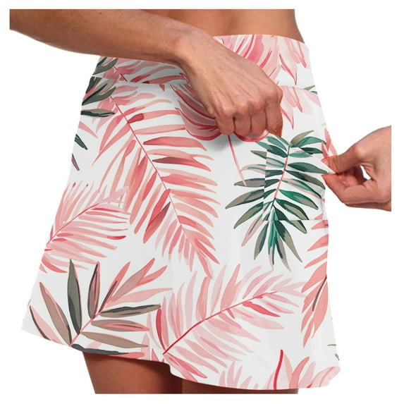 Women's Active Skort Crossover High Waisted Tennis Skirt Lightweight Comfy Breathable Athletic Workout Skirts Shorts with Liner Pockets,Pink,M