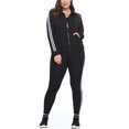 thumbnail image 1 of Women's Active Tracksuit Sets 2 Piece Outfits Stand Collar Striped Track Jacket Top & Leggings, 1 of 4