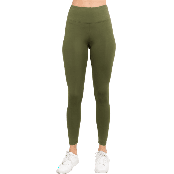 Women's Active Wear Leggings w/ Hidden Waistband Pocket -Olive, S