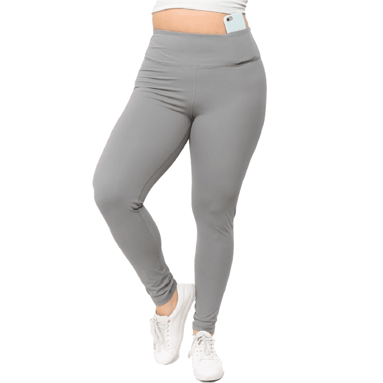 Women's Active Wear Leggings w/ Hidden Waistband Pocket, Plus Size - Steel  Grey, 2XL