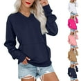 thumbnail image 1 of Women's Active Wear Long Sleeve V Neck Pullover Casual Solid Color Top, 1 of 5