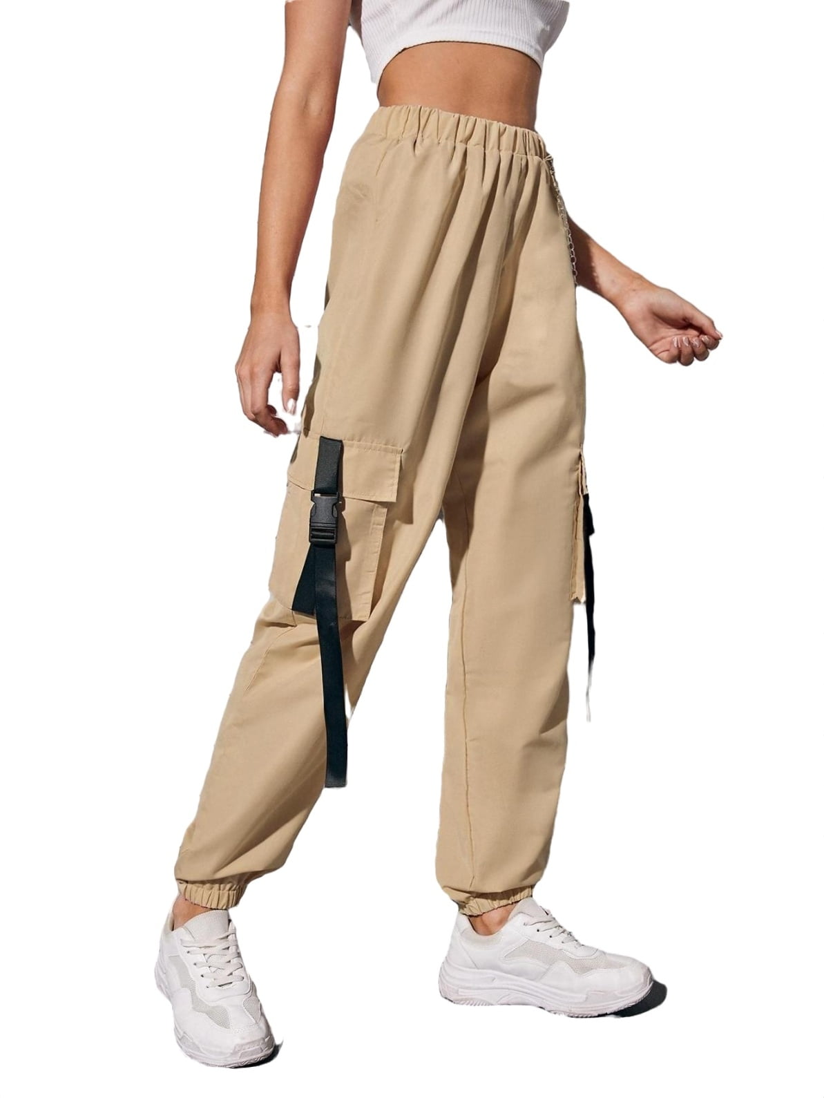 Women s Activewear Chain Sport Joggers Cargo Pants Pink