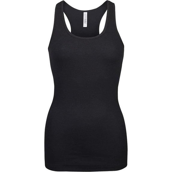 Women's Activewear Cotton Ribbed Racerback Tank Top, Pack of 3 Black