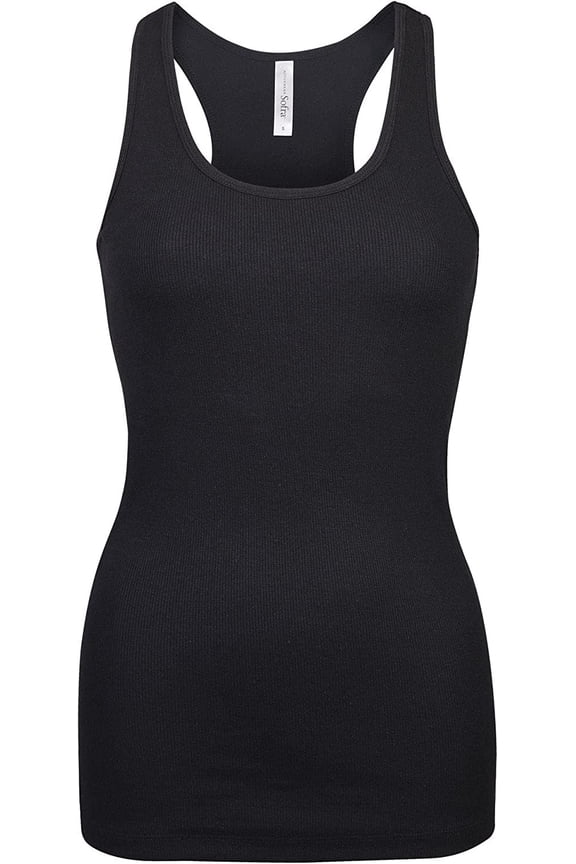 Women's Activewear Cotton Ribbed Racerback Tank Top, Pack of 3 Black