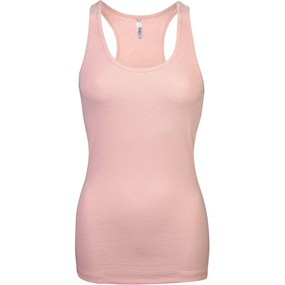 Women's Activewear Cotton Ribbed Racerback Tank Top, Pack of 3 Blush