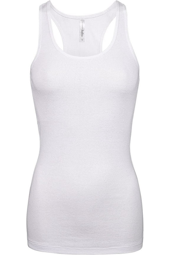 Women's Activewear Cotton Ribbed Racerback Tank Top, Pack of 3 White