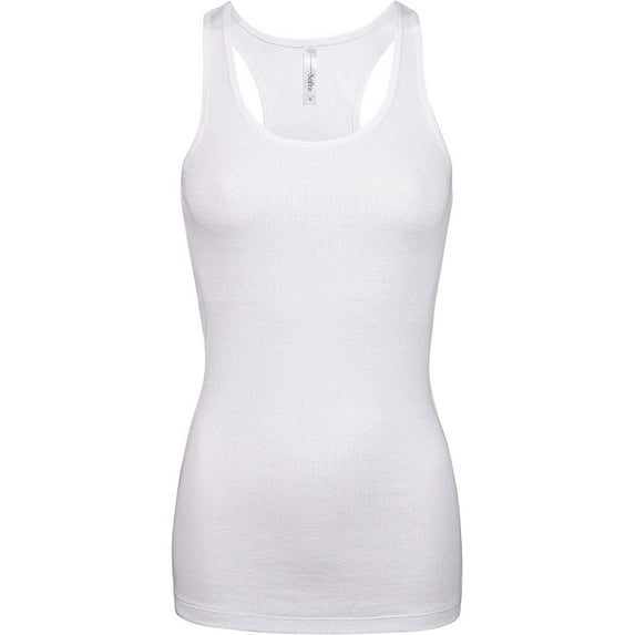 Women's Activewear Cotton Ribbed Racerback Tank Top, Pack of 3 White