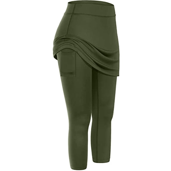 Women's Activewear Shorts, Tennis Skirted Leggings Pockets Elastic Sports Yoga Capris Skirts Legging