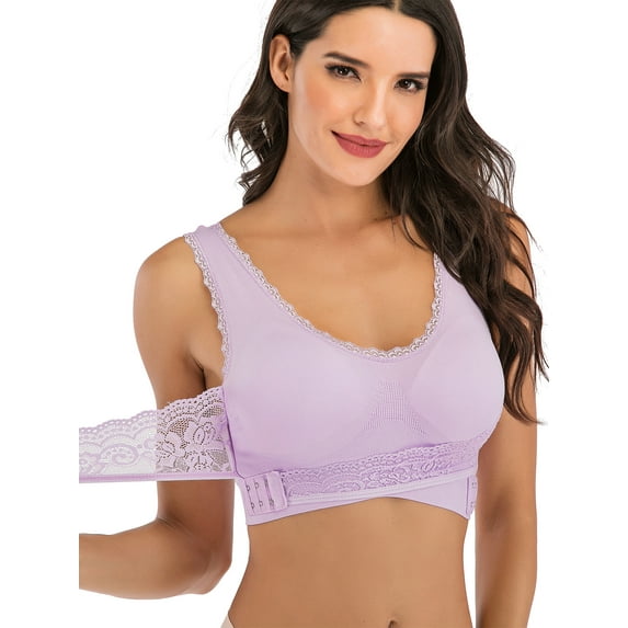 Women's Activewear Sports Bras(1-3 Pack)Adjustable Front Cross Side Buckle Lace Wire Free Sports Bra