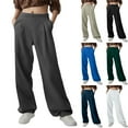 thumbnail image 1 of Women's Activewear Trousers Yoga Trousers with Pockets Straight Wide Leg Pants Stretch Work Tracksuit Bottoms Gym Joggers Causal Lounge Tummy Control Pants Blue S, 1 of 1