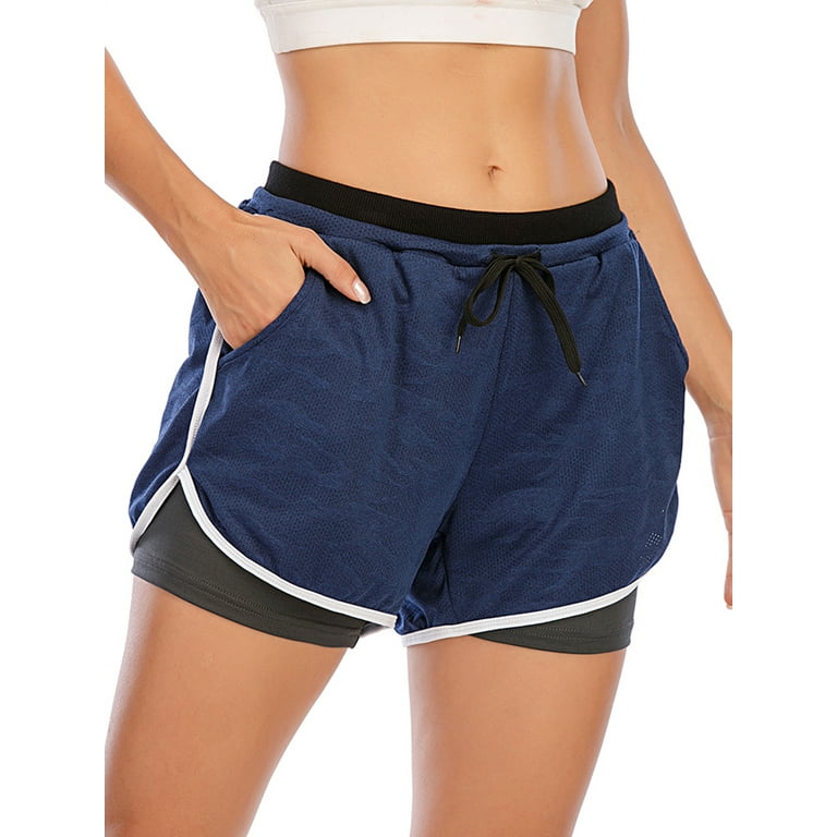Women's Activewear Workout Sport Shorts Double layer Running Yoga Shorts  Quick-Dry Exercise Athletic Jogging Shorts