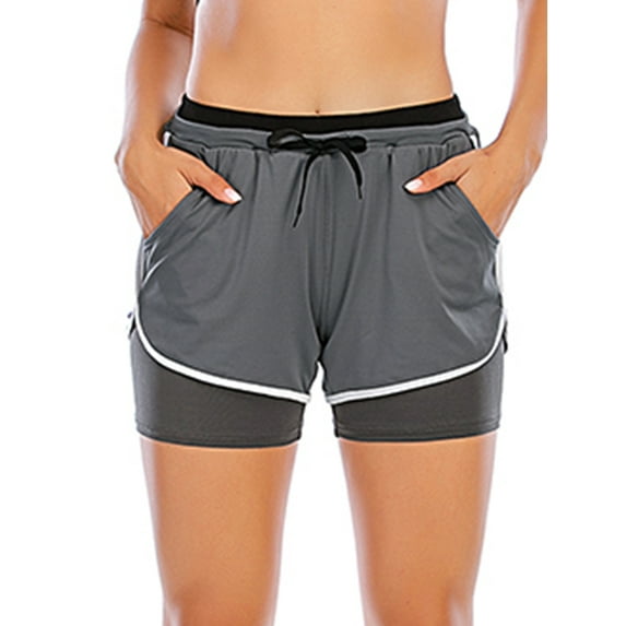 Women's Activewear Workout Sport Shorts Double layer Running Yoga Shorts Quick-Dry Exercise Athletic Jogging Shorts