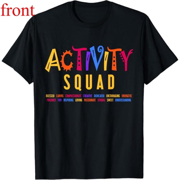 Women's Activity Squad Graphic Breathable T Shirt Casual Comfortable Short Sleeve Round Neck Top Black S-5XL
