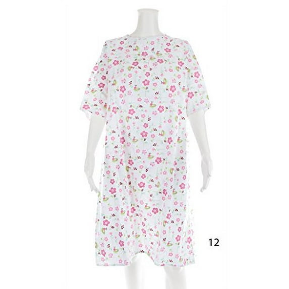 Women's Adaptive Flannel Backwrap Gown (Large, Caterpillars & Butterflies - 12)