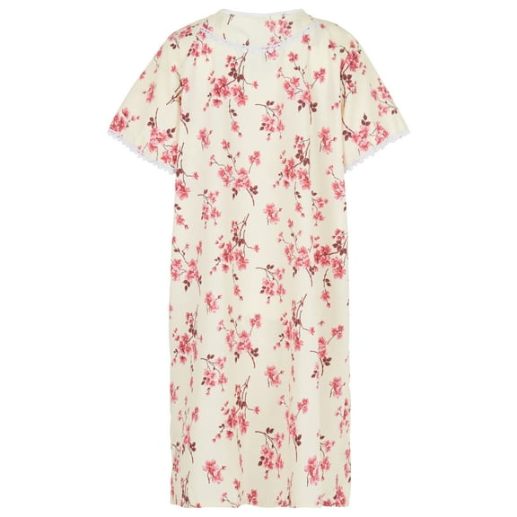 Women's Adaptive Poly / Cotton Backwrap Gown (Yellow With Flowers 06, XXX-Large)