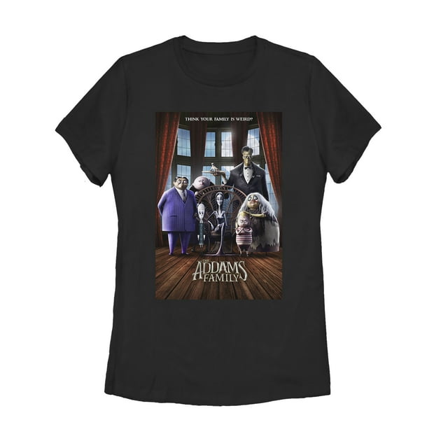 Women's Addams Family Theatrical Poster  Graphic Tee Black Large
