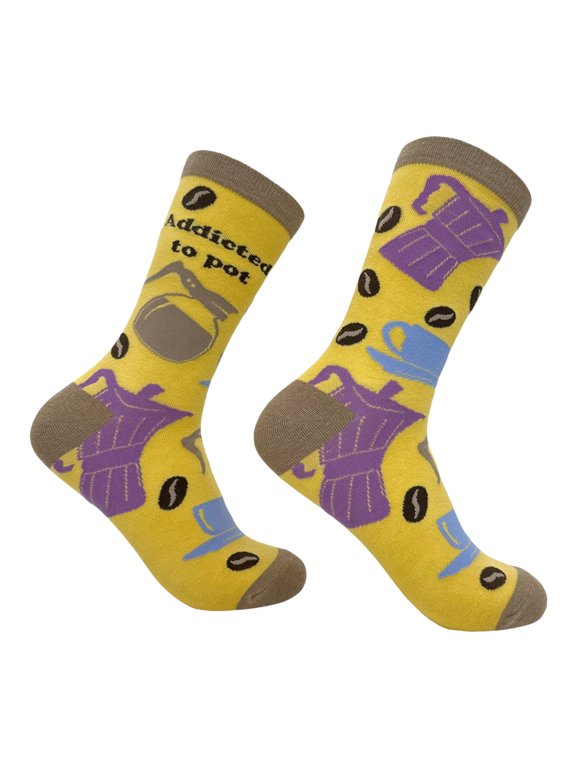 Women's Addicted to Pot Socks Funny Coffee Bean Caffeine Lovers Footwear