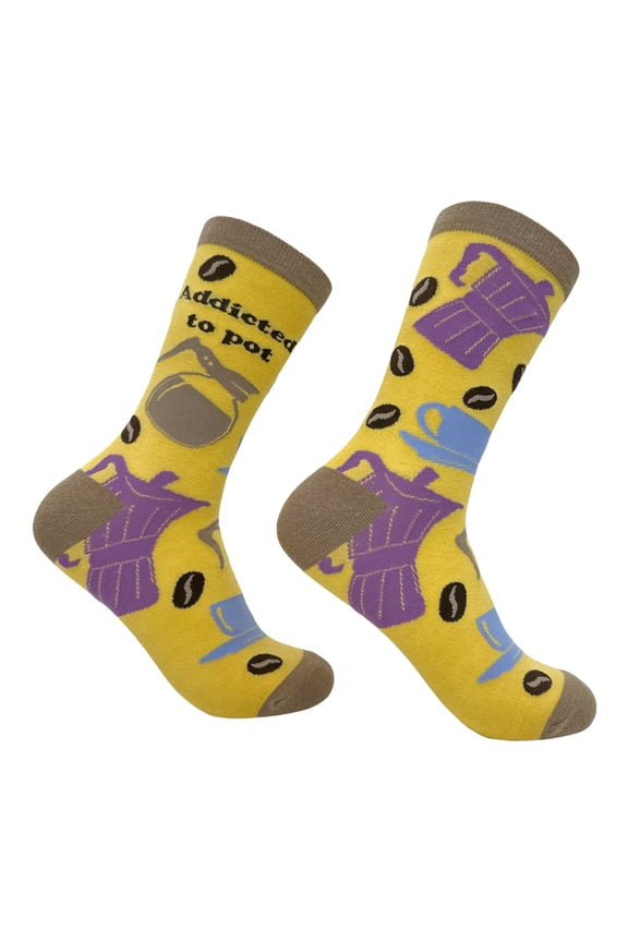 Women's Addicted to Pot Socks Funny Coffee Bean Caffeine Lovers Footwear
