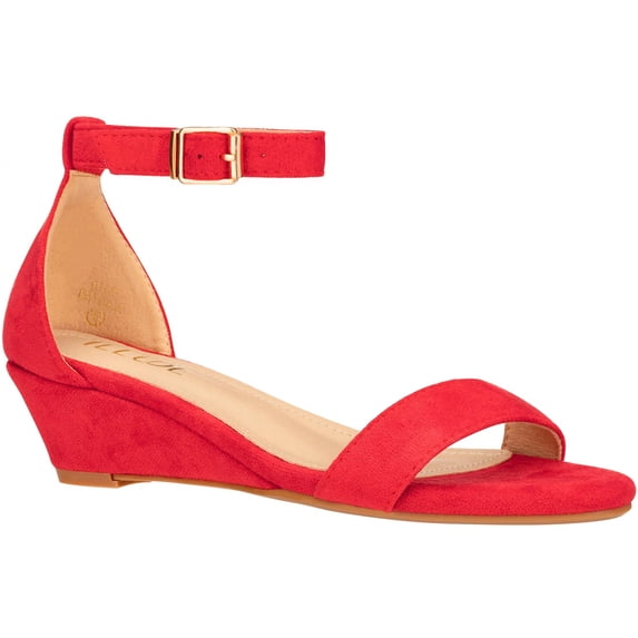 Women's Adjustable Ankle Strap Open Toe Low Wedge Sandal Comfortable Platform Heeled Sandals