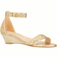 thumbnail image 1 of Women's Adjustable Ankle Strap Open Toe Low Wedge Sandal Comfortable Platform Heeled Sandals, 1 of 5
