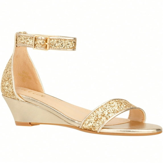 Women's Adjustable Ankle Strap Open Toe Low Wedge Sandal Comfortable Platform Heeled Sandals