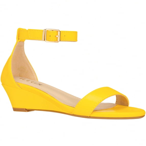 Women's Adjustable Ankle Strap Open Toe Low Wedge Sandal Comfortable Platform Heeled Sandals