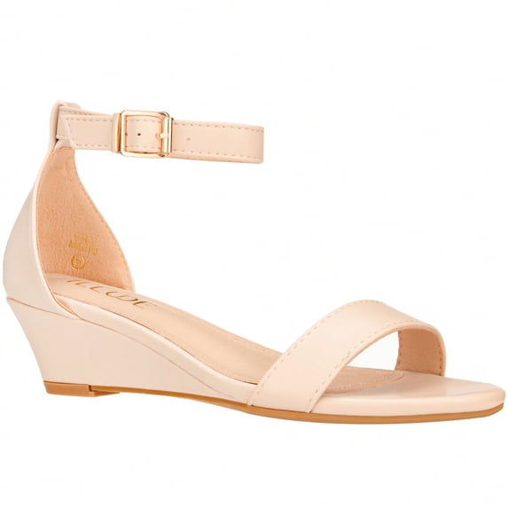 Women's Adjustable Ankle Strap Open Toe Low Wedge Sandal Comfortable Platform Heeled Sandals