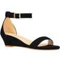 thumbnail image 1 of Women's Adjustable Ankle Strap Open Toe Low Wedge Sandal Comfortable Platform Heeled Sandals, 1 of 5