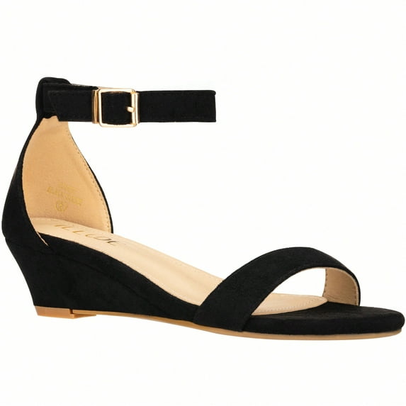 Women's Adjustable Ankle Strap Open Toe Low Wedge Sandal Comfortable Platform Heeled Sandals