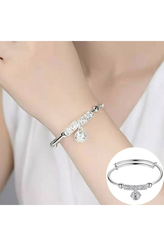 Women's Adjustable Bell Charm Bracelet - Bohemian Running Beads Ethnic Tribal Jewelry for Layering, Stackable Gift for Her (1 Bracelet)