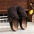 thumbnail image 1 of Women's Adjustable Buckle Strap Flat Mules Retro Closed Toe Anti-skid Cork Clogs Casual Slides Shoes For Men, 1 of 5