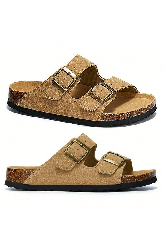 Women's Adjustable Buckle Strap Slip-On Comfort Cork Footbed Slide Sandals