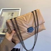 Womens Adjustable Chain Crossbody Bag, PU Leather Shoulder Clutch Purse, Quilted Flap Handbag