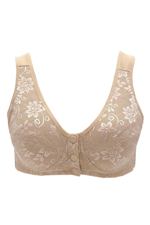 Women's Adjustable Comfortable Sexy Front Button Bra Double Support Thin Wireless Large Size