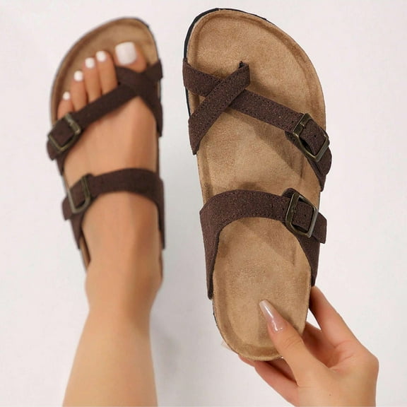 Women's Adjustable Cork Sandal with Comfortable Footbed for Summer Beach Use