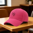 thumbnail image 1 of Women's Adjustable Heart Print Baseball Cap, Breathable Lightweight Dad Hat with Ponytail Opening, Summer Sun Protection Trucker Cap for Outdoor Daily Casual Wear Hot Pink, 1 of 4