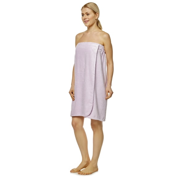 Women's Adjustable Hook and Loop Closure Turkish Organic Cotton Bath Spa and Shower Wrap